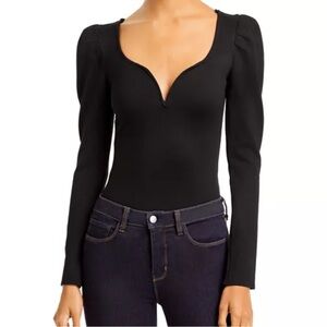 Bloomingdale’s aqua puff sleeve bodysuit